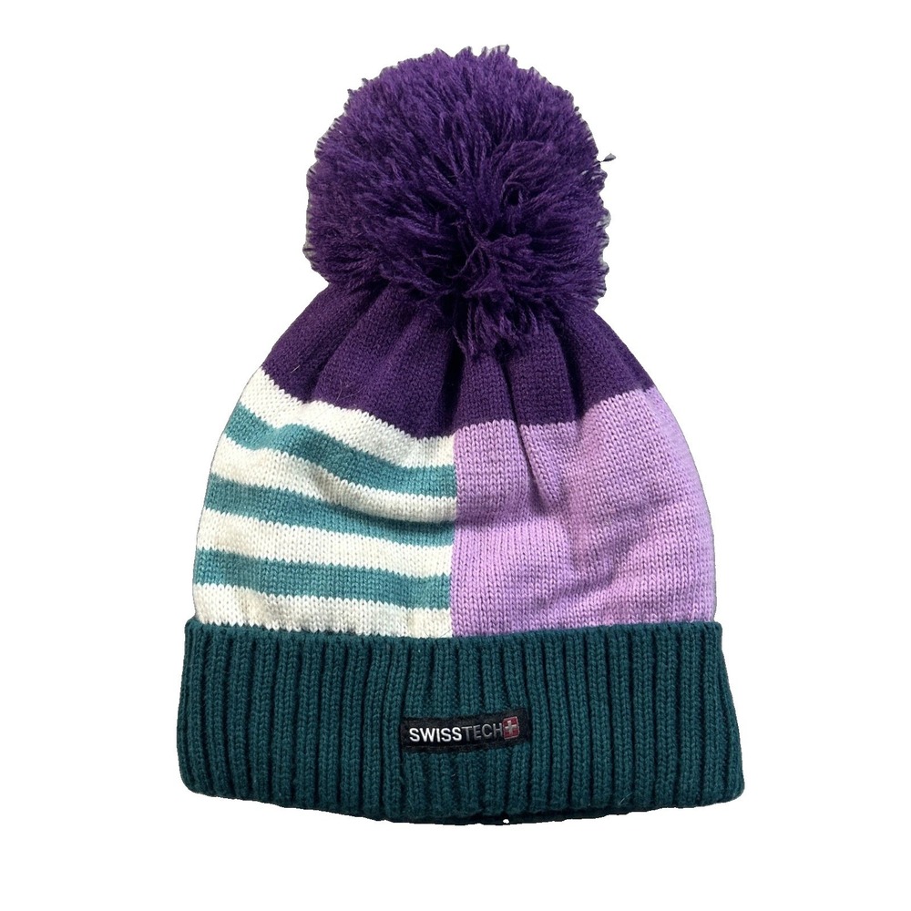 SwissTech Unisex 3M Thinsulate Fully Lined One Size Beanie Knit Cuff Pom Pom Hat